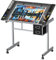 Zeny ajustable cristal vidrio templado de mesa escritorio estación de Craft Redacción Dibujo Arte Artesanía w/cajones y ruedas