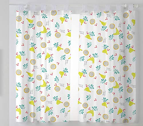Martina Home Pack 2 Curtains with Curtain for Kitchen Model Chickens 100 x 140 cm (pack 2 unidades) lemon tree