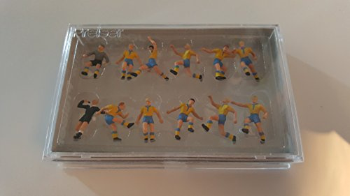 Preiser 10755 Soccer Team (11) & Referee Yellow/Blue Exclusive Figure Set