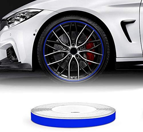 4R Quattroerre.it 10305 Wheel Trim Tiras Adhesivas Reflectantes para Llantas de Coche, Azul, 5 mm x 6 MT