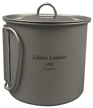 Jolmo Lander Titanium Mug Camping Titanium Mug Pot Outdoor Titanium Cup with Folding Handle 600ml