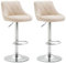 CLP 2er Set Barhocker Lazio Mit Kunstlederbezug I Höhenverstellbarer Und Drehbarer Hocker Mit Fußstütze In Chrom-Optik, Farbe:Creme