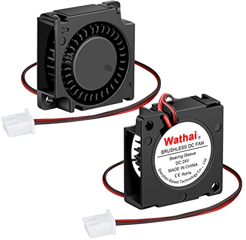 2Packs Wathai 30mm 24V Blower Fan Brushless Exhaust Fan 2pin 30 x 30 x 10mm | for DIY Cooling Single Board Computer, Custom Setu, Hotend