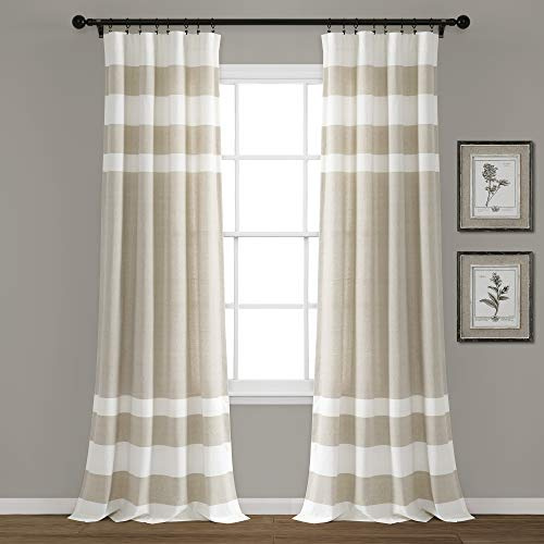 Lush Decor Taupe Stripe Yarn-Dyed Cotton Window Curtain Set (84 x 40)