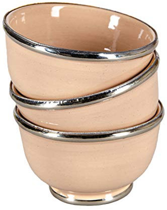 Marrakesch Orient & Mediterran Interior Juego de 3 Cuencos de cerámica orientales pequeños, Redondos, Cariba, diámetro de 11 cm, Multicolor, de cerámica marroquí, cerámica, marrón, 11 x 7 cm
