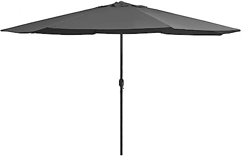 vidaXL Sonnenschirm mit Metall-Mast Kurbelmechanismus Gartenschirm Marktschirm Strandschirm Balkonschirm Ampelschirm Schirm 400cm Anthrazit
