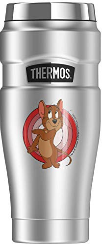 Tom And Jerry Jerry Character, THERMOS STAINLESS KING Stainless Steel Travel Tumbler, Vacuum insulated & Double Wall, 16oz
