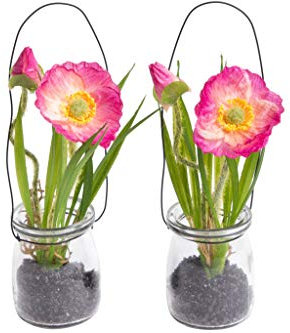 Nova-Nature künstliche Mohnblume im Glas (2 Stück) (Beauty)