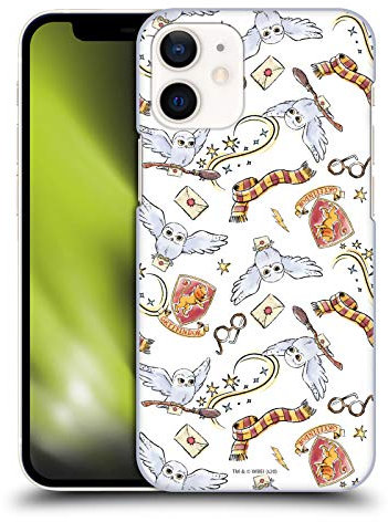 Head Case Designs Officially Licensed Harry Potter Hedwig Owl Pattern Deathly Hallows XIII Hard Back Case Compatible With Apple iPhone 12 Mini