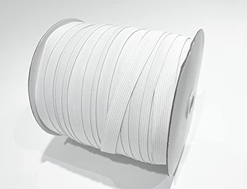 100 Metros Cinta Elástica de Costura, 5 Anchos para Elegir, Goma Elástica para Coser, Elástico Para Ropa, Manualidades, Hogar, Blanco, (10mmX100M, 101)