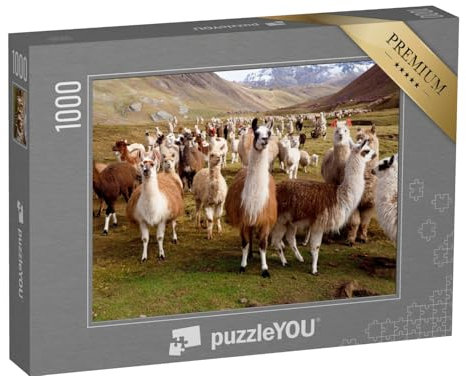 puzzleYOU: Puzzle 1000 Teile „Llamas und Alpakas von Peru“ – aus der Puzzle-Kollektion Lamas, Südamerika, Exotische Tiere & Trend-Tiere