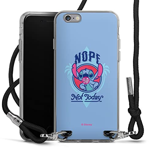 Carry Case kompatibel mit Apple iPhone 6s Hülle mit Band Handykette zum Umhängen schwarz Disney Sprüche Lilo & Stitch