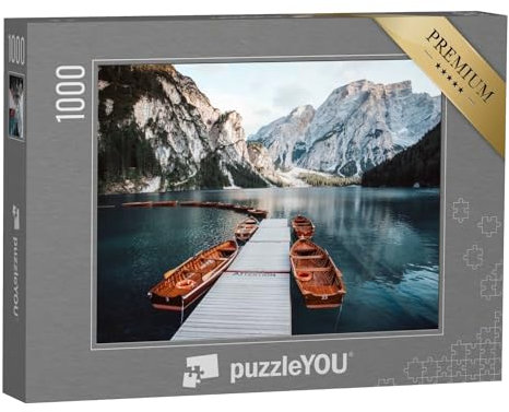 puzzleYOU: Puzzle 1000 Teile „Pragser Wildsee bei Sonnenuntergang, Dolomiten, Südtirol, Italien“ – aus der Puzzle-Kollektion Seen, Flüsse & Seen, Pragser Wildsee