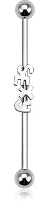 Paula & Fritz Industrial Ohr-Piercing Stab Sexy Chirurgenstahl 38-mm Stab-länge 1.6-mm Stab-Dicke Silber Barbell Piercings Langhantel Crossbow