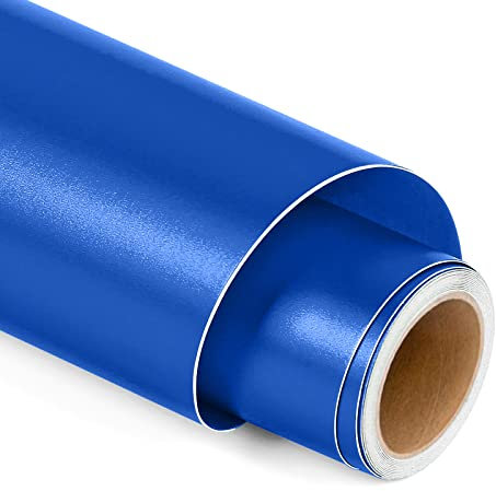 Matte Metallic Permanent Vinyl for Cricut, 12 x 5FT Navy Blue Self Adhesive Vinyl Roll for Cricut and Silhouette Cameo, Blue Vinyl for Party Decoration, Window Stickers, Home Decor