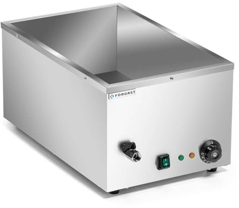 Forgast Bain-Marie elektryczny | Stal nierdzewna | Podgrzewacz do żywności | Płyta grzejna | dla Cateringu, bufetów i przyjęć | norma GN 1/1 | Moc 1200W | Wymiary 57x34x24,2 cm