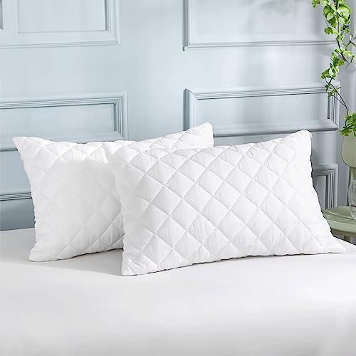 LSC - Confezione da 2 federe trapuntate ultra morbide anallergiche in microfibra, traspiranti e confortevoli, 48 x 74 cm, confezione da 2