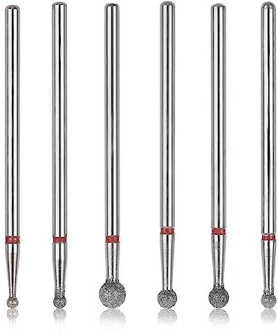 6-Pack Nail Drill Bit, 3/32 Inch Cuticle Cleaning Ball Head Nail Drill for Gel Nails, Professional Drill Diamond Nail Drill Bits Set For Acrylic Manicure Pedicure, Nail Pedicure