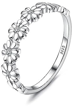 Milacolato Ring Damen Gänseblümchen Silber 925 Damen Ringe Frauen 18 Karat Gold Gefüllter Hawaiianischer Ring Mit Buntem Zirkonia Hochglanzpolierter Comfort Fit Statement-Eheringring