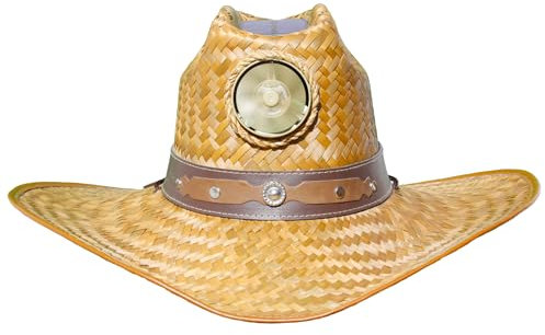 KOOL BREEZE SOLAR HAT Men - Straw Hat Men's Cowboy with Band - Sun Hat with Solar Panel and Built-in Fan (Extra Large), Standard, XL