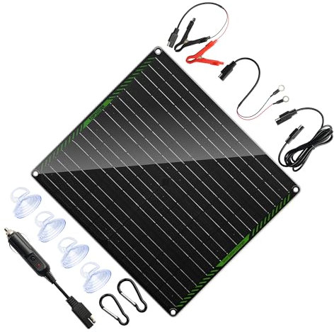 Topsolar 20 Watt 18 Volt Solar Trickle Charger 20 Watt 18 Volt Solar Panel Car Battery Charger Portable Solar Battery Maintainer for Cars, Motorcycles, Boats, Ships, RVs, Trailers, Snowmobiles, etc