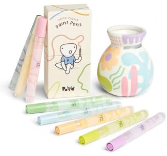 Pott'd™ Rotuladores de Pintura Acrílica Premium para Cerámica para Adultos, Perfectos para Principiantes en Cerámica con Arcilla de Secado al Aire - Pinturas pastel (x8)