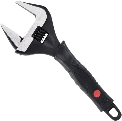 Sharp-tec 10-Inch Adjustable Spanner Wrench (250mm), 50mm Wide Jaw Large Opening, Chrome Vanadium Steel, Black Oxide Finish, Heavy-Duty Plumbing & DIY Tool with Ergonomic Grip