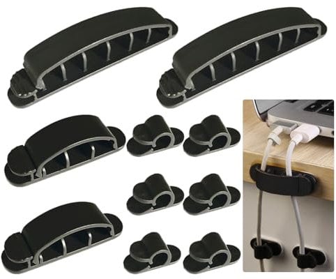 10 Pack Cable Holder Clips Self Adhesive Cable Holder Cable Organiser Desk Cable Management for Data Cable Headset Cable Network