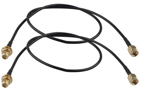 Futheda 2 Pezzi Cavo RP-SMA Maschio a RP-SMA Femmina Paratia RG174 Cavo Antenna Coassiale Prolunga WiFi 0.5m per Scheda Wireless Mini PCI Express PCIE Scheda di rete Adattatore WiFi Router WiFi