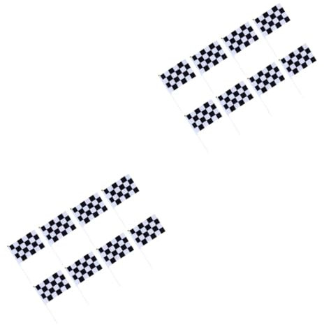 Kisangel 2 Sets 14 X 21 Cm Kompakte Rennflaggen Aus Polyester Karierte Rennwimpelflaggen Mit Stock Für Autorennen-events 24 Stück * 2