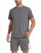 Litherday Jogginganzug Herren Trainingsanzug Activewear Sport Set Sommer Kurzarm Sportbekleidung Shirt mit Sporthose Kurz A-Dunkelgrau S
