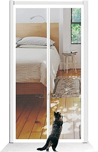 Puerta Mosquitera con Cremallera De Cortina, Rejilla De Balcón for Gatos, 100 Cm X 200 Cm, Rejilla Protectora Gruesa for Gatos, for Sala De Estar, Dormitorio, Cocina, Gato, Puerta De Malla Resistente