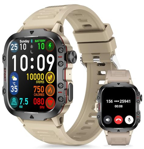 Aoekne Smartwatch Uomo Chiamate,1.96 Orologio Fitness Tracker con Cardiofrequenzimetro SpO2 Monitoraggio del Sonno 100+ modalità Sport Smart Watch Militari Compatibile Android iOS (Grigio)