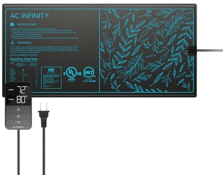 AC Infinity SUNCORE H3 - Tappetino riscaldante 25 x 52,7 cm, con termostato digitale, impermeabile, per orticoltura indoor, idroponica, germinazione e propagazione talee