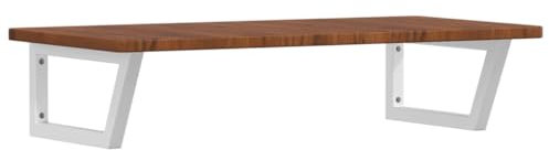 vidaXL Waschtischplatte mit Halterung, Holzplatte Waschtischkonsole Wandmontage, Waschbeckenplatte Wandkonsole Wandregal, Stahl Massivholz Eiche