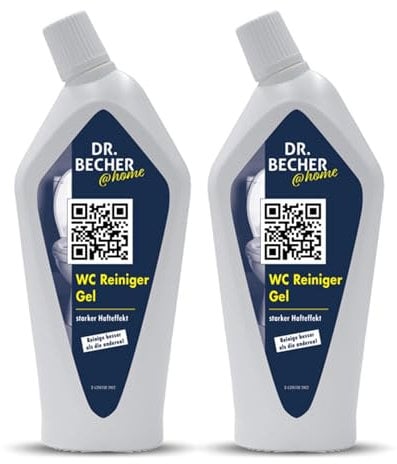 DR.BECHER @home WC Reiniger Gel - Mühelose Entfernung hartnäckiger Verschmutzungen für hygienischen Glanz in Toiletten, Urinalen und Bidets - Mit Schutzschild gegen Ablagerungen 2x 750ml