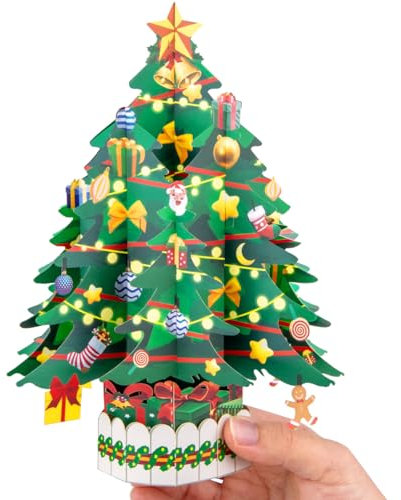 CNLITIHEKA Weihnachtsbaum Pop Up Karte Weihnachtsbaum Karte 3D Popup Weihnachtskarten mit Umschlag.