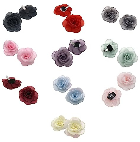 VOCUE Abnehmbare modische Schuh-Clips aus Stoff, Rosen-Blumen-Schnallen, Blumendekoration für hohe Sandalen
