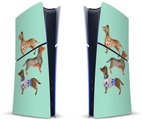 Head Case Designs Offizielle Cat Coquillette Dachshunde Kunst Mix Vinyl Haut Gaming Aufkleber kompatibel mit Sony PlayStation 5 PS5 Slim Digital Edition Console