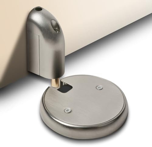 Flintronic Door Stopper, Adjustable Punch-Free Door Stop, No Drilling Mechanical Silent Floor Door Stops with Adhesive, Door Stoppers Indoors for Skirtings Patio (Brushed Nickel)