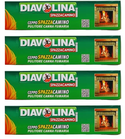FEI FAN Ceppo SPAZZACAMINO, PULITORE Canna FUMARIA, DISTRUGGE LA FULIGGINE, PREVIENE Gli INCENDI, Sicuro per Tutti I Tipi di CAMINI E STUFE. (4 unità)