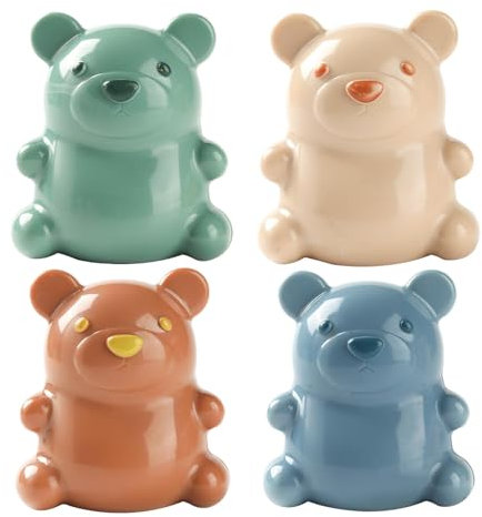Nail Scrubber Brush Kids - 4pcs Hand Nail Brushes Handle Nail Cleaning Brush | Creative Bear Soft Hair Nail Cleaning Brush | Easy To Grip Bear Finger Nail Brush | Animal Style And 4 Colors Choice