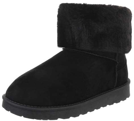 Ital Design Damenschuhe Stiefeletten Flache Stiefeletten, JD-5-1-, Textil, Schwarz, Gr. 38