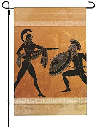 Fresque De La Grèce Antique Jardin Signe Supérieure Extérieur Drapeaux Ésistantes À La Décoloration Drapeaux De Pirate Décoration Pour Extérieure Porche Jardin 30X45Cm