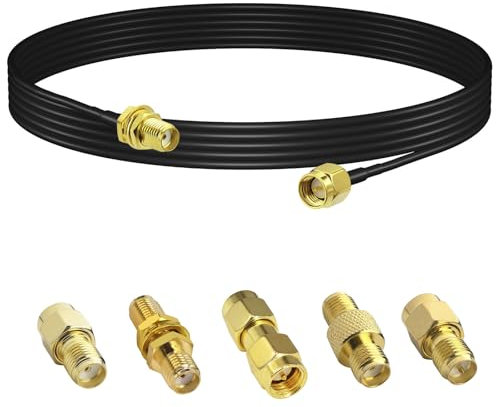 YILIANDUO Antenne WiFi Extension Câble SMA Mâle vers Femelle 3M/9,8ft Faible Perte RG174 Cable Coaxial 50 ohms+5 Pièces SMA Mâle à Femelle Connecteur Coaxial pour Antenne GPS Ham Radio Caméras