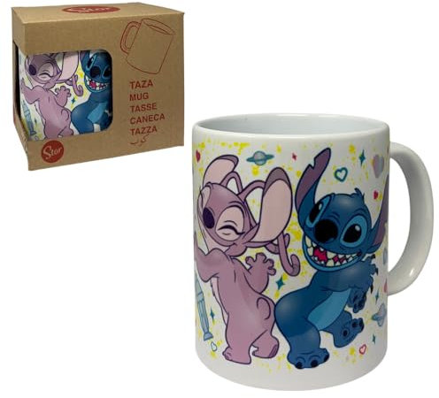 Tasse Stitch et Angel Disney en céramique modèle mug avec impression sublimatique bol de petit déjeuner 325 ml pour enfants