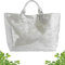 Generisch Stellaya Women'S Letter Print Tote Bag, große PVC wasserdichte Kraftpapier Handtasche, mit Schulterriemen für Arbeit, Reisen & täglichen Gebrauch (Silver)