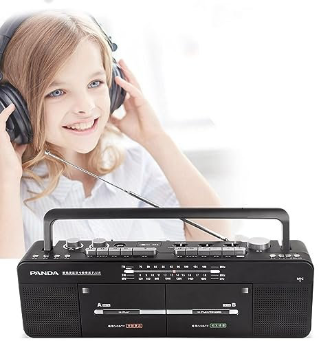 Tragbarer Kassettenspieler Recorder Boombox mit AM/FM-Radio, Doppelband-Player, MP3/U-Disk/TF-Kartenwiedergabe, Ein-Klick-Aufnahme/Transkription