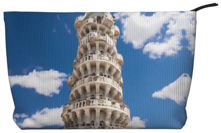 WBQLSL Borsa per cosmetici in velluto a coste con stampa Torre di Pisa - borsa da viaggio essenziale per cosmetici