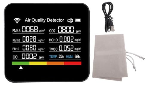 14 in 1 Innenluftqualitätsmessgeräte, TVOC Detektor, Luftqualitätsmonitor für Innenräume Präzise Erkennung HCHO PM2.5 VOC Temperature Humidity für Zuhause, Hotel, Schule, Büro